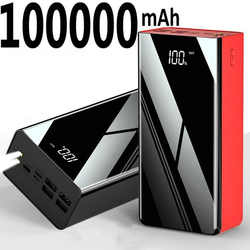 100000 mAh Power Bank 4 USB 2,1 A Schnellladung Poverbank Externes Ladegerät für iPhone 14 13 12 Samsung Xiaomi Powerbank Image