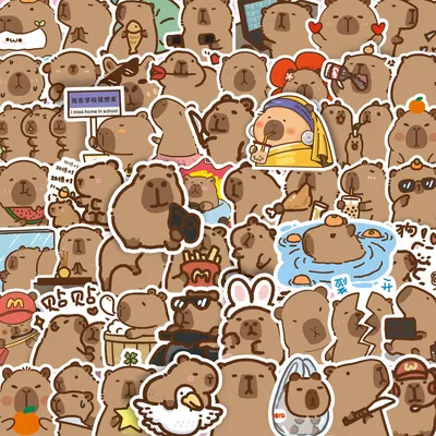 100PCS Plump Capybara Nette Aufkleber Cartoon Tier Aufkleber Sammelalbum Laptop Telefon Gepäck Image