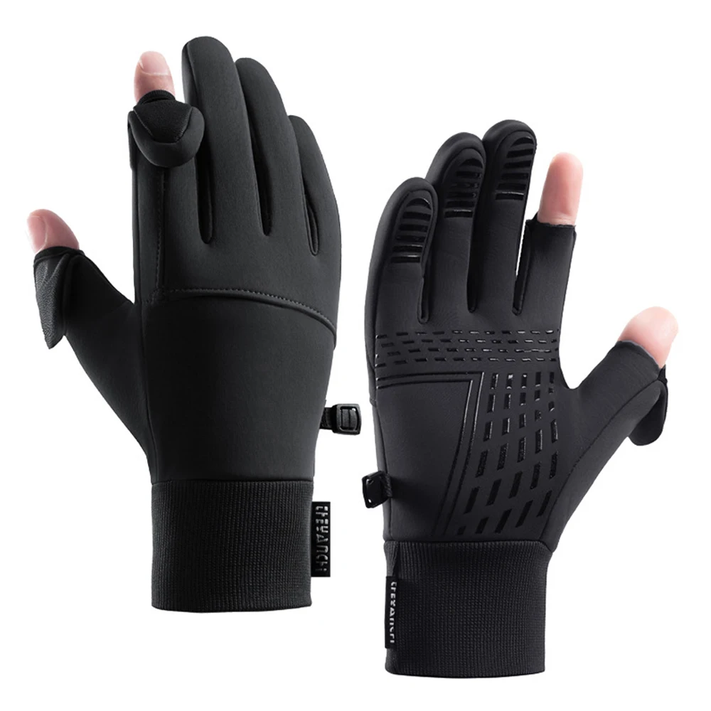 Winter Flip-Open Zwei-Finger-Handschuhe für Männer und Frauen Warme Touchscreen-Handschuhe Winddichte Outdoor-Handschuhe zum Radfahren, Skifahren und Angeln Image