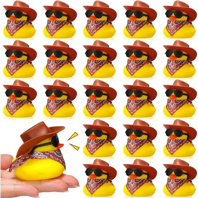 12/24/36 Set Cowboy Rubber Duck Bulk Mini Yellow Duckies Party Tiny Ducks Toy Bandanas for Summer