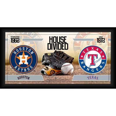Houston Astros vs. Texas Rangers, gerahmt, 25,4 x 50,8 cm, Haus geteilte Baseball-Collage Image