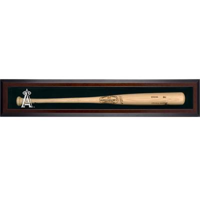 Los Angeles Angels of Anaheim Logo Braun gerahmt Wandmontierte Einzelschläger-Vitrine Image