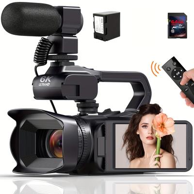 TEMU 6k 64mp Video Camera Camcorder, 18x Digital Ir Night Vlogging, 4.0