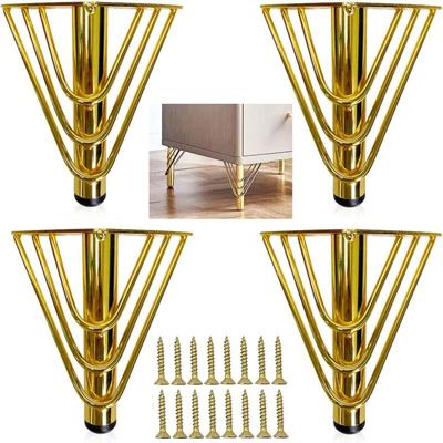 Petites Ecrevisses - 4 Stück Möbelfüße Metall Schrankfüsse Gold 18cm Tischbeine mit Schrauben Image