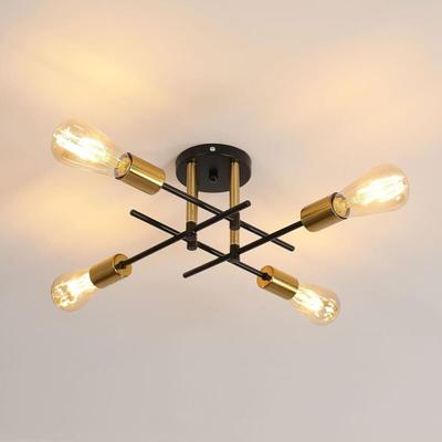 Industrielle Deckenleuchte, Vintage E27 Deckenleuchte, 4 Lichter Moderne Sputnik Kronleuchter für Image