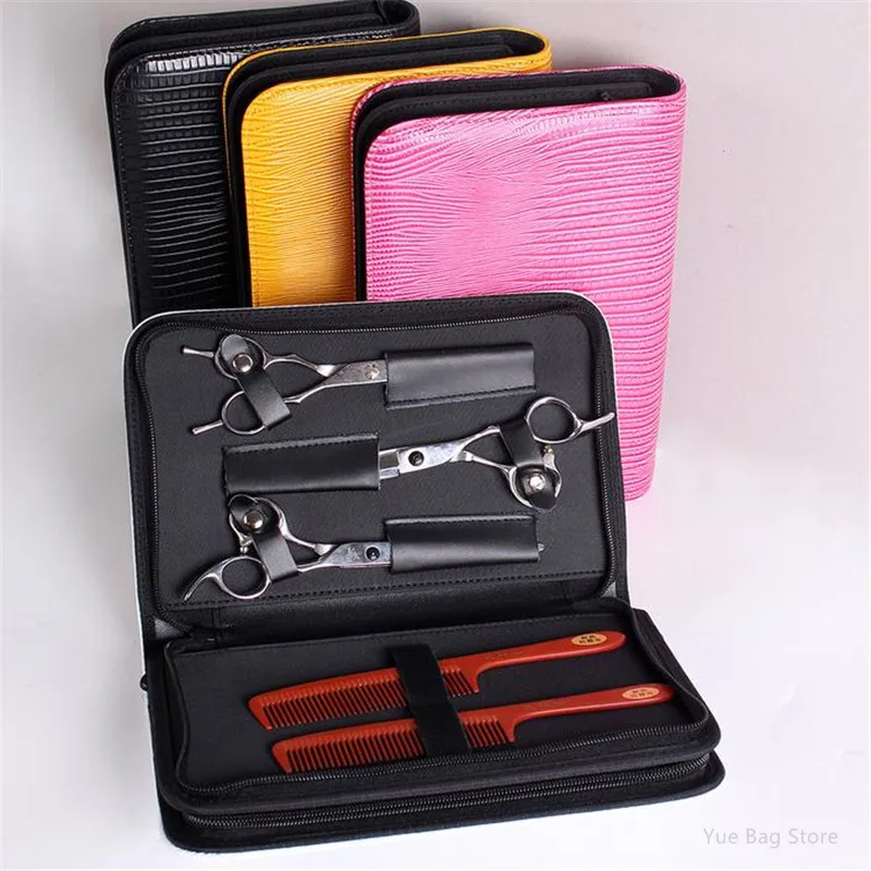 Professionelle Schwarz PU Leder Friseur Haar Schere Tasche Salon Barber Holster Beutel Halter Haar Scher Schere Lagerung Werkzeug Image