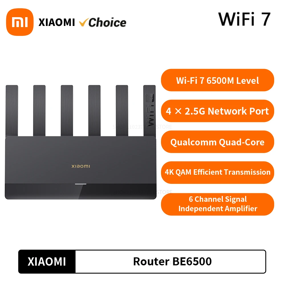Xiaomi router be6500 quad nucleus wifi7 6500mbps 2,5g ethernet port zwei frequenz 2.4/5ghz 6 unabhängige signal verstärker mesh Image