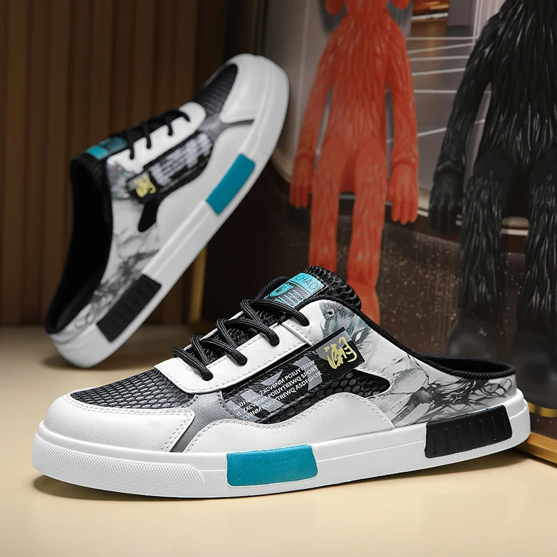 Flache Schuhe Sommer Trendy Halbe Slipper Für Männer Casual Schuhe Outdoor Atmungsaktive Wanderschuhe Faule Schuhe Mesh Turnschuhe Große Größe 47