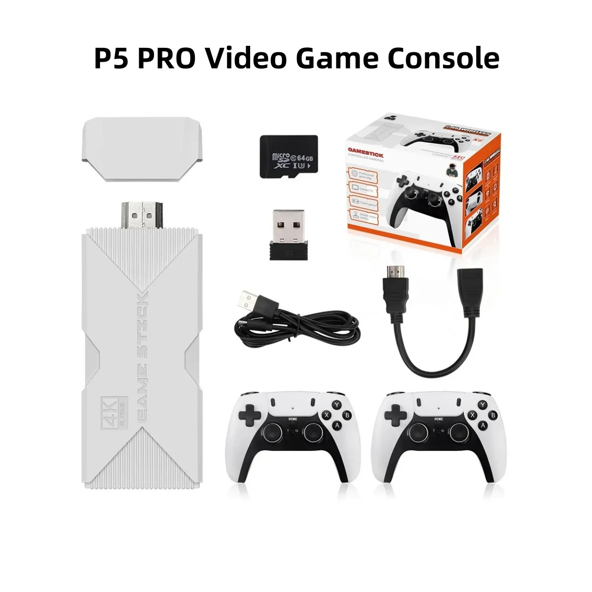 P5 pro Videospiel konsole 2,4g doppelter drahtloser Controller Game Stick 4k 128 Spiele GB Retro-Spiele Junge Weihnachts geschenk