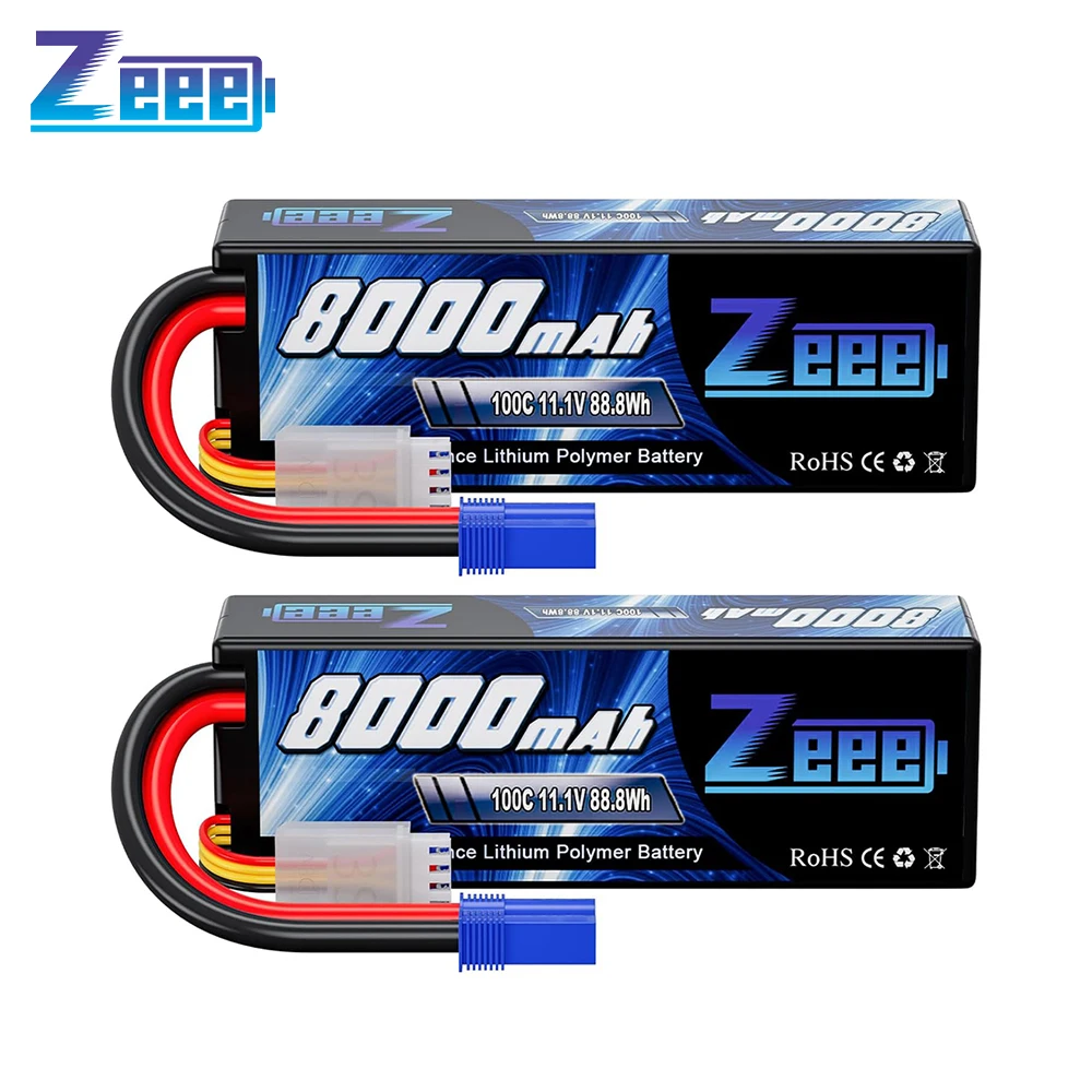 Zeee Lipo 3S 8000mAh Batterie 11,1V 100C Hardcase mit EC5 Stecker für RC Autos Buggy Truggy FPV Drone Racing Hobbys Modell Teile