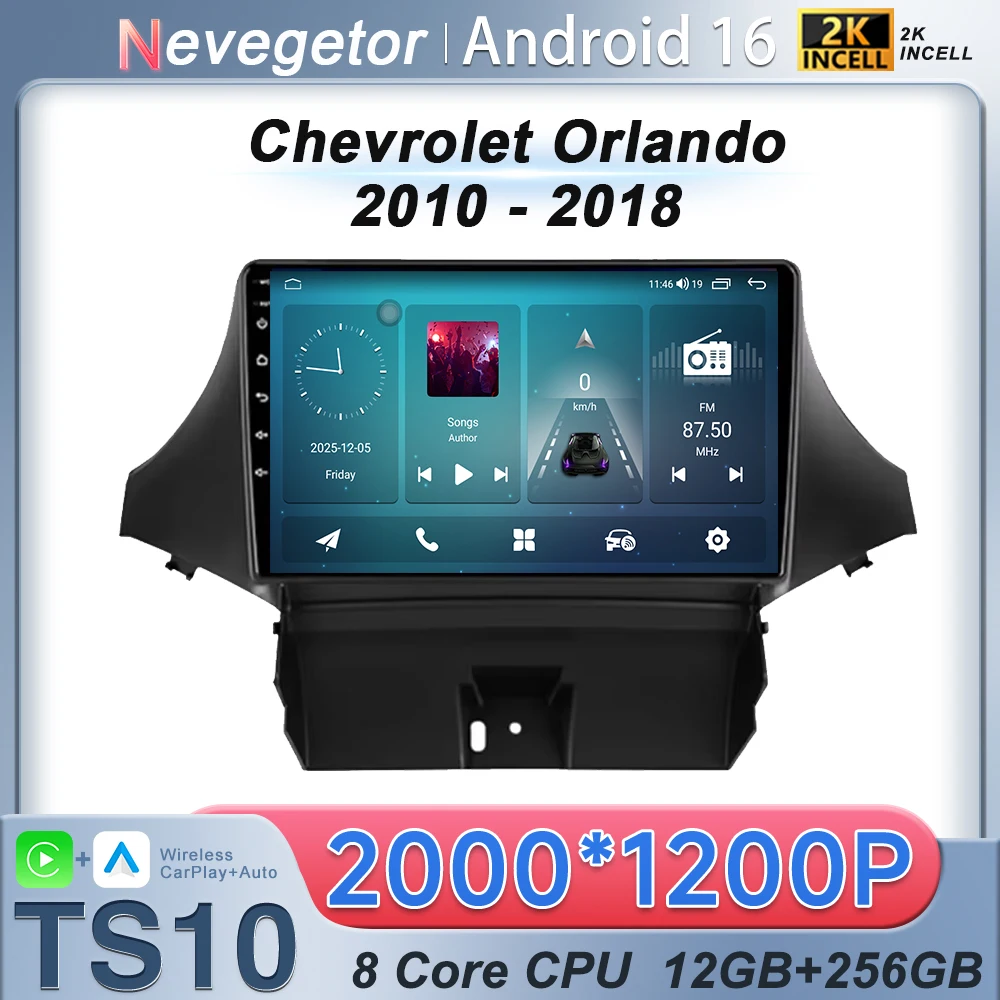 Android 16 Für Chevrolet Orlando 2010 - 2018 Radio-Multimedia-Player GPS-Navigation Hochleistungs-CPU HDR QLED-Bildschirm Image