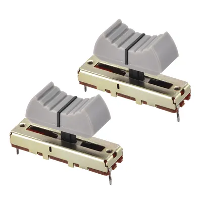Uxcell 35mm Gerade Rutsche Potentiometer B50K Ohm Grau Schwarz Knöpfe 2 Pcs Image