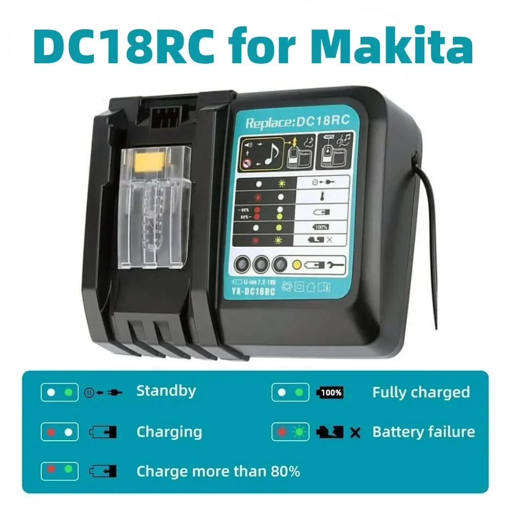 DC18RC Li-Ionen-Akku 3A Ladegerät für Makita 18V 14,4V BL1860B, BL1850B, BL1840, BL1830, BL1820, BL1415, BL1440 Elektrowerkzeug-Ladegerät Image