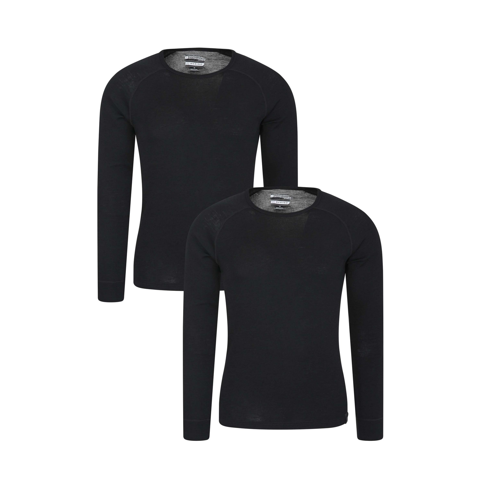 Mountain Warehouse Herren Merinowolle Base Layer Top (2er Pack) (Schwarz)