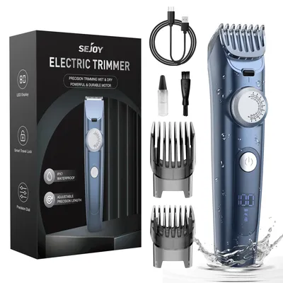 Professional Electric Hair Clipper Men Cordless Hair Trimmer Rechargeable LED Display IPX7