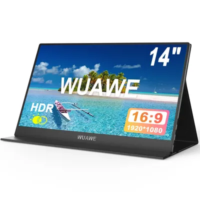 WUAWE 14 inch Small Portable Monitor for Laptop, 1080P USB HDMI Travel External Second Screen for