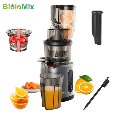 BioloMix Cold Press Juicer with 75mm Feed Chute, 200W 40-65RPM Powerful Motor Slow Masticating Juice