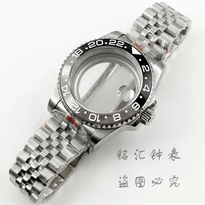 NH35 40MM SUB GMT Black Grey Ceramic Insert Glide Lock Clasp Watch Case For ​NH34 NH35 NH36 NH38