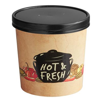 Choice 26 oz. Medley Double Poly-Coated Paper Soup / Hot Food Cup with Vented Paper Lid - 250/Case