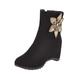 Ankle Boots for Women Casual Boots Shoes Ladies Fashion Solid Color Suede Floral Decorative Wedge Heel High Side Zipper Short Boots Platform Boots for Women Zip (Black, 7)