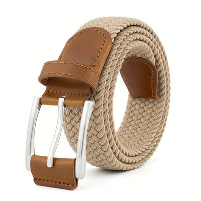 TEMU Casual, Breathable Outdoor Nylon Canvas Belt With Zinc Alloy , Retro Braided Belt