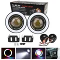 2pcs Led proiettore fendinebbia 2.5 pollici 3 pollici 3.5 pollici con pannocchia rotonda RGB Angel Eyes LED Driving Super Light DRL per auto camion SUV