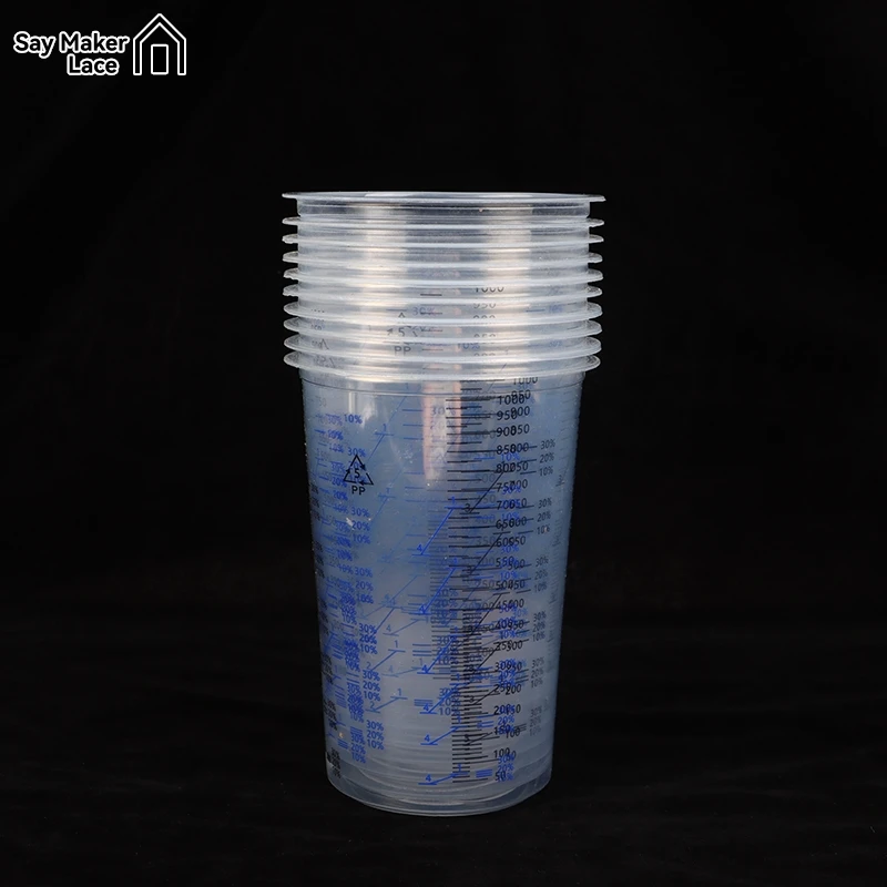 Peinture en plastique transparente graduée, poulet Assad, accessoires de bricolage, 1000ml, 10 pièces