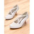 Per donna Tacchi Retrò Mary Jane Matrimonio Feste tacchi da sposa Con diamantini Fibbia Nastro A stiletto Punta tonda Elegante Vintage Raso Mocassino Avorio Arancione Verde