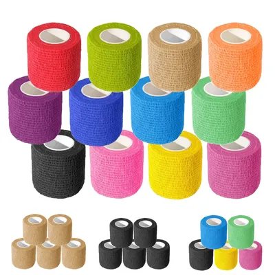 12 Pack Self Adhesive Bandage 2 Inch x 5 Yards Breathable Cohesive Bandage Wrap Rolls Elastic Tape