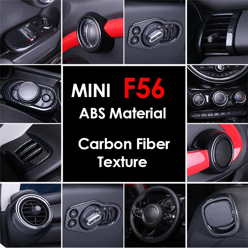 AMBERMILE für Mini Cooper F56 Zubehör Auto Innen Carbon Fiber Textur Konsole Air Outlet Tür Lautsprecher Griff Abdeckung Trim Image