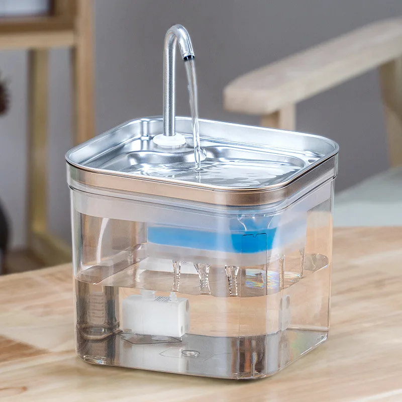 Katzenbrunnen mit Wasserzeichen, automatischer Katzen-Wasserspender, Sensorfilter, Edelstahl, für Haustiere, Katze, extrem leise Pumpe, Wassergeschützer