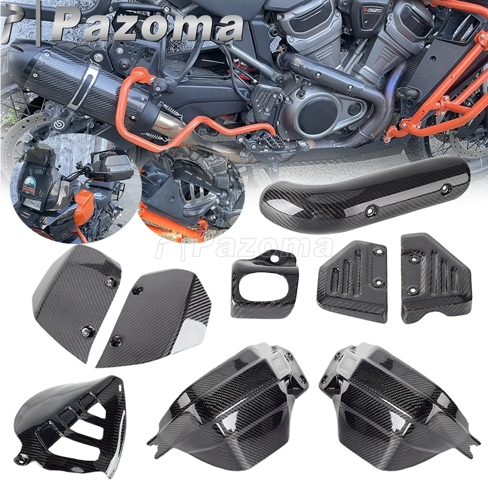 Für Harley Pan America 1250 s Auspuff Hitzeschild Seite Windschutz scheibe Handgaurd links Lüfters chutz Öl becher Abdeckung Kohle faser schutz Image