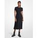 Michael Kors Ribbed Knit and Woven Dress Black XL