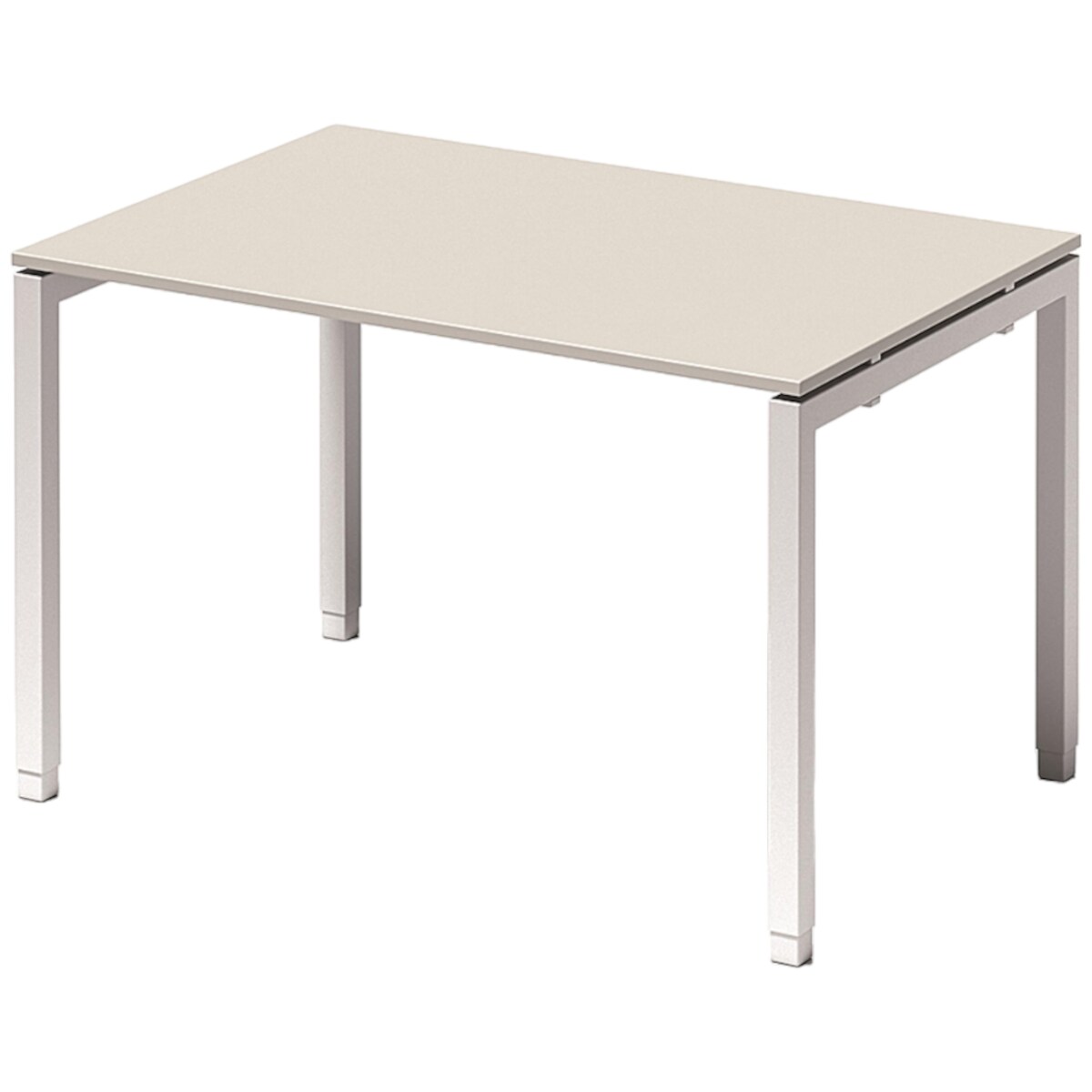 Bisley Cito höhenverstellbarer Schreibtisch 120x80 cm, Tischplatte in grau, Gestell in Weiß - PC Tisch für's Büro manuell höhenverstellbar, Image