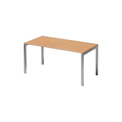 Bisley Cito höhenverstellbarer Schreibtisch 160x80 cm, Tischplatte in Buche, Gestell in Silber - PC Tisch für's Büro manuell höhenverstellbar, Image