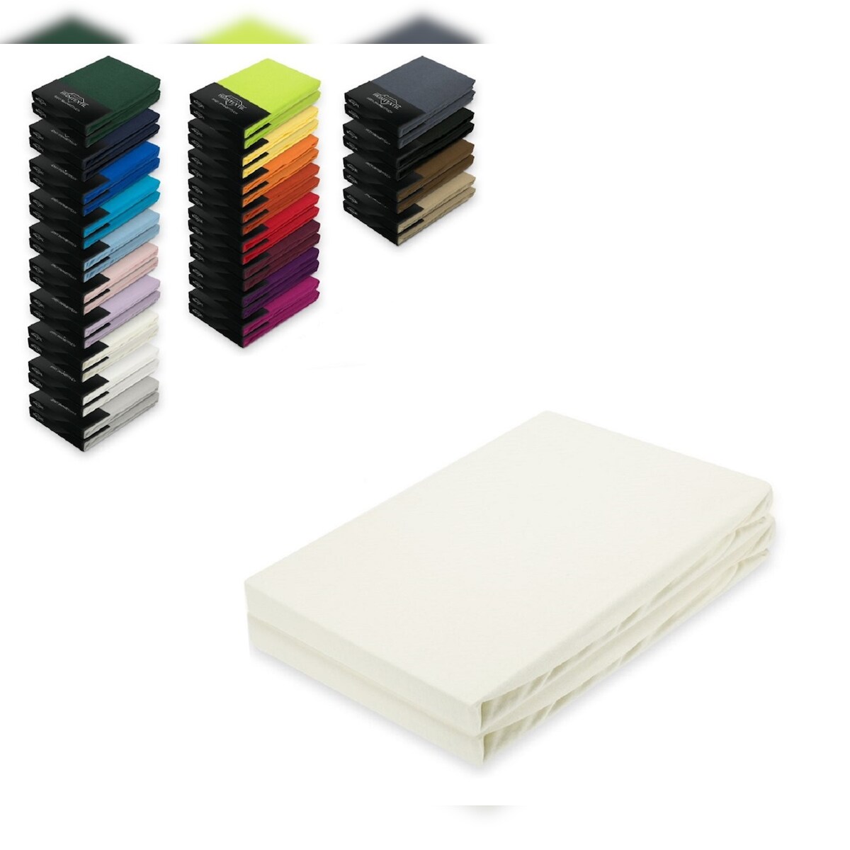 EXKLUSIV HEIMTEXTIL Topper Jersey Spannbettlaken Doppelpack 180x200 cm Naturweiss Image