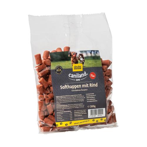 Sparpaket: 4x 200g Caniland Softhappen Getreidefrei mit Rind Hundesnacks