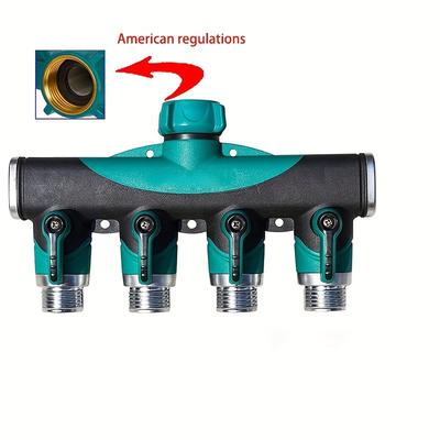 TEMU 4- Hose Splitter - Alloy With Rubber Coating, Dual Thread Standard For European & American Use, Ideal For Lawn Care & Gardening Tools, For Spring Image