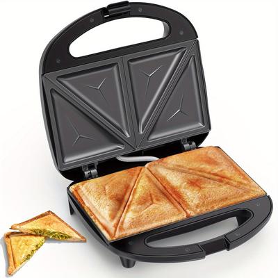 TEMU Sandwich Maker With Triangle Plates, 2 Maker, Indicator Lights, Handle, Easy To Clean And Store, 750 W