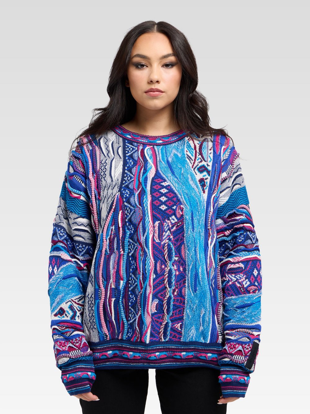 Carlo Colucci Jacquardpullover Damen blau, 36 Image