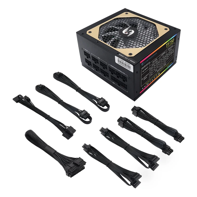 750W ATX RGB Vollmodulares Gaming-Netzteil Vollspannung 110-240V Computer-Netzteile mit 20+4-Pin-Motherboard-Stromversorgung für Desktop Image