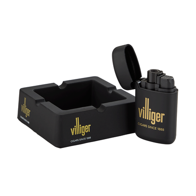 Villiger Ashtray & Lighter Combo - Cigar Accessory Sampler