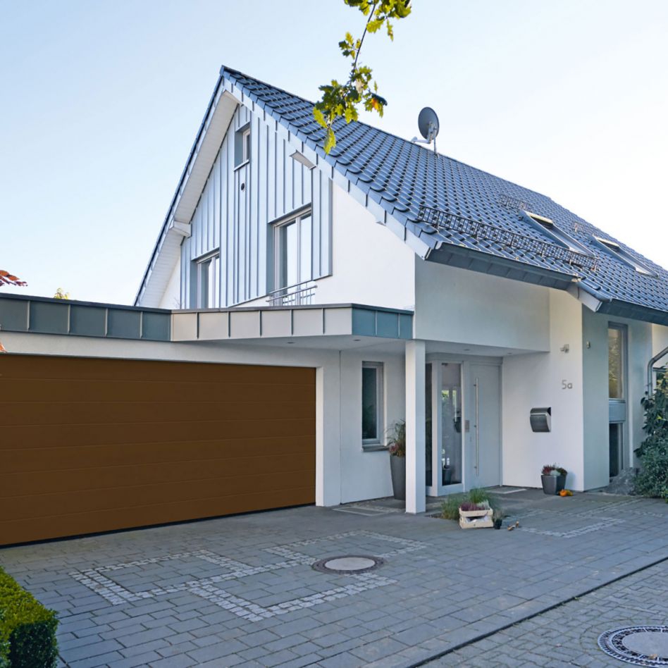 HÖRMANN Sektionaltor LPU42 mit Zarge M-Sicke terrabraun, Zarge mit Z-Beschlag, 2250x2000 mm Image