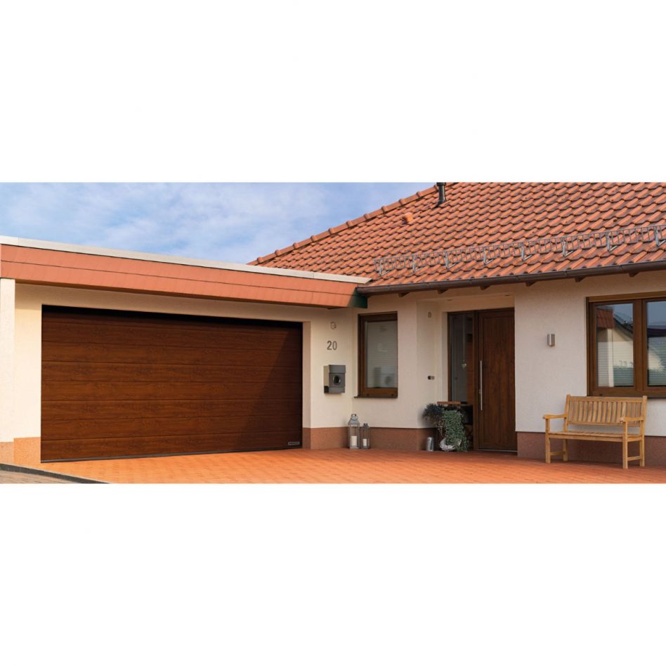 HÖRMANN Sektionaltor LPU42 mit Zarge M-Sicke dark oak, Zarge mit L-Beschlag, 2375x2250 mm Image