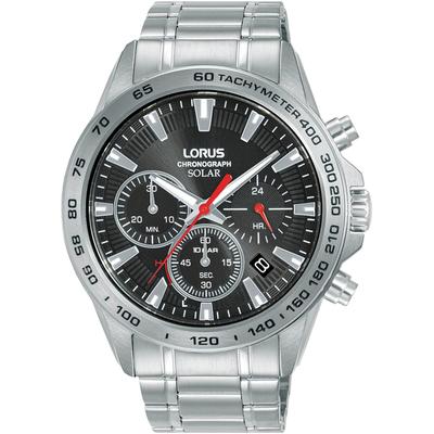 Chronograph LORUS, silber (silberfarben, schwarz), Armbanduhren, Herren, Armbanduhr, Herrenuhr, Solar, Datum, Edelstahlarmband Image