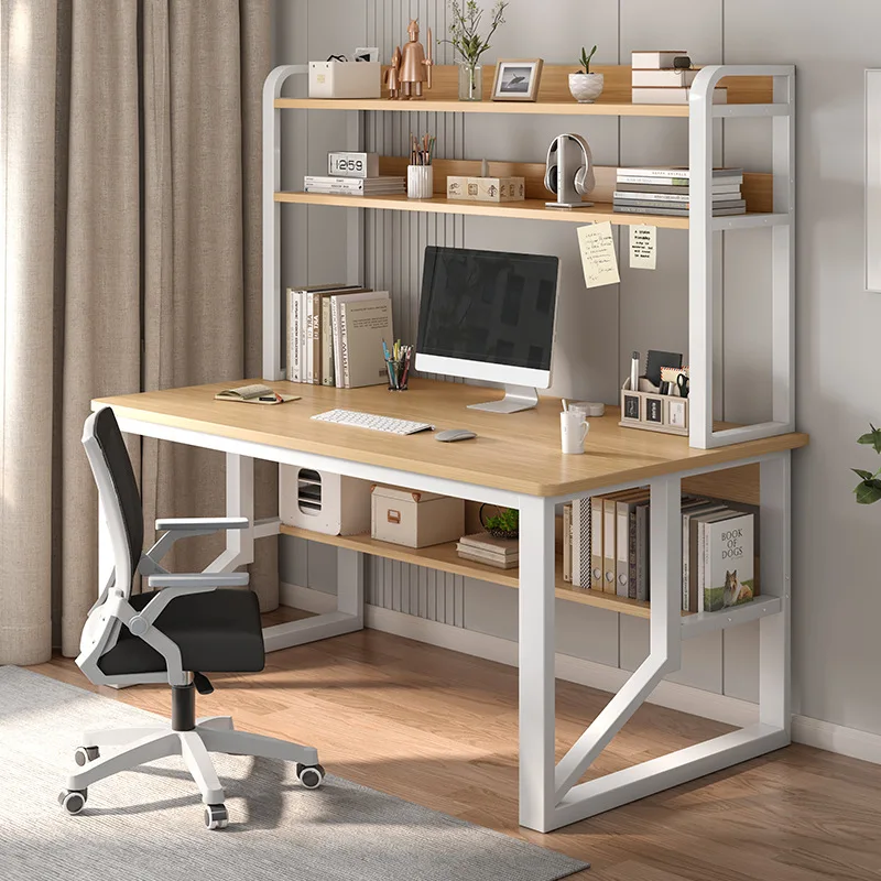 Computertisch mit Stauraum, Bücherregal, Büro-Workstation, Organizer, Schreibtisch für Zuhause, Studenten, Profis, Länge 100/120 cm Image