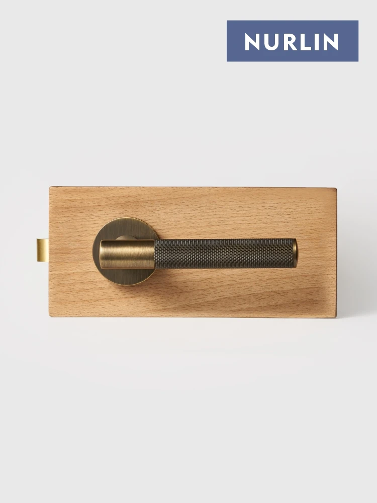 Nurlin Messing Kreuz gerändelter Innentürgriff Durchgang Privatsphäre Set Einsteckschloss Daumen Drehung Türhebel Set Antik Bronze Image