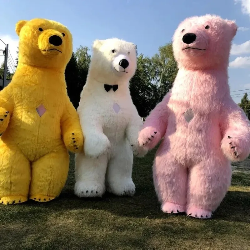 2 m/2,6 m großes aufblasbares Eisbär-Kostüm für Erwachsene, Ganzkörper-Kostüm zum Aufblasen, Gehen, Maskottchen-Outfit für Unterhaltungskleid, keine Batterie Image