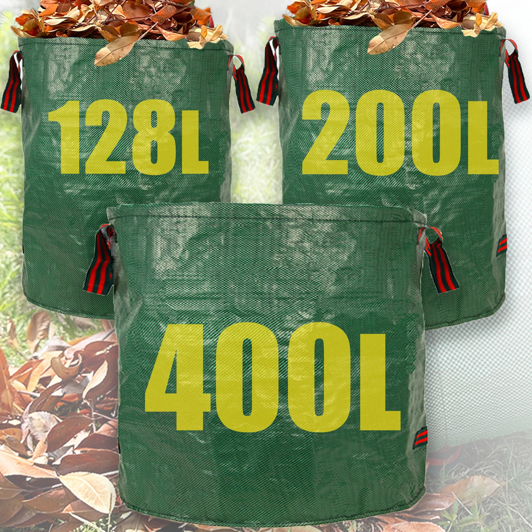 1 Packung wiederverwendbare Gartenabfallbeutel, 3,81/52,83/105,67 Gallonen, wasserdichte Blatt- und Schmutzsammelbeutel für Outdoor, Camping, faltbar Image