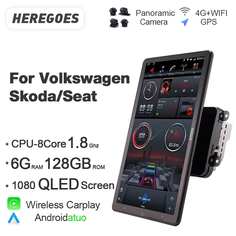 13 "qled 2 din android auto dvd player bluetooth gps wifi carplay radio für vw volkswagen skoda octavia golf touran passat jetta Image